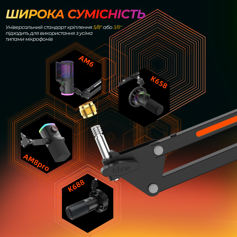 Аксесуар для мікрофону Fifine BM38 Black RGB