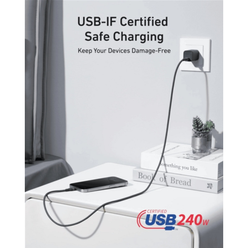 Anker Upcycled-Braided USB-C - USB-C (M/M), 240W, 0.9 м, Black (A82E2H11)