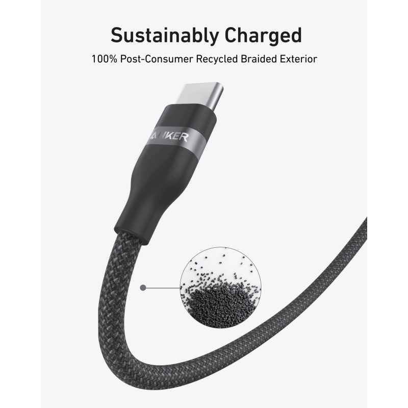 Anker Upcycled-Braided USB-C - USB-C (M/M), 240W, 1.8 м, Black (A82E2H12)
