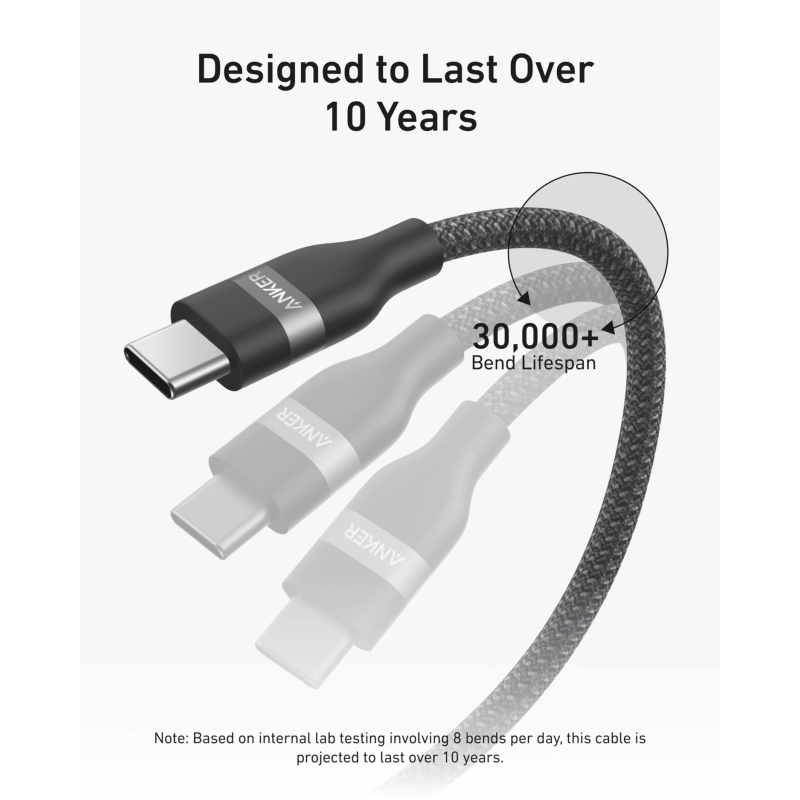 Anker Upcycled-Braided USB-C - USB-C (M/M), 240W, 1.8 м, Black (A82E2H12)