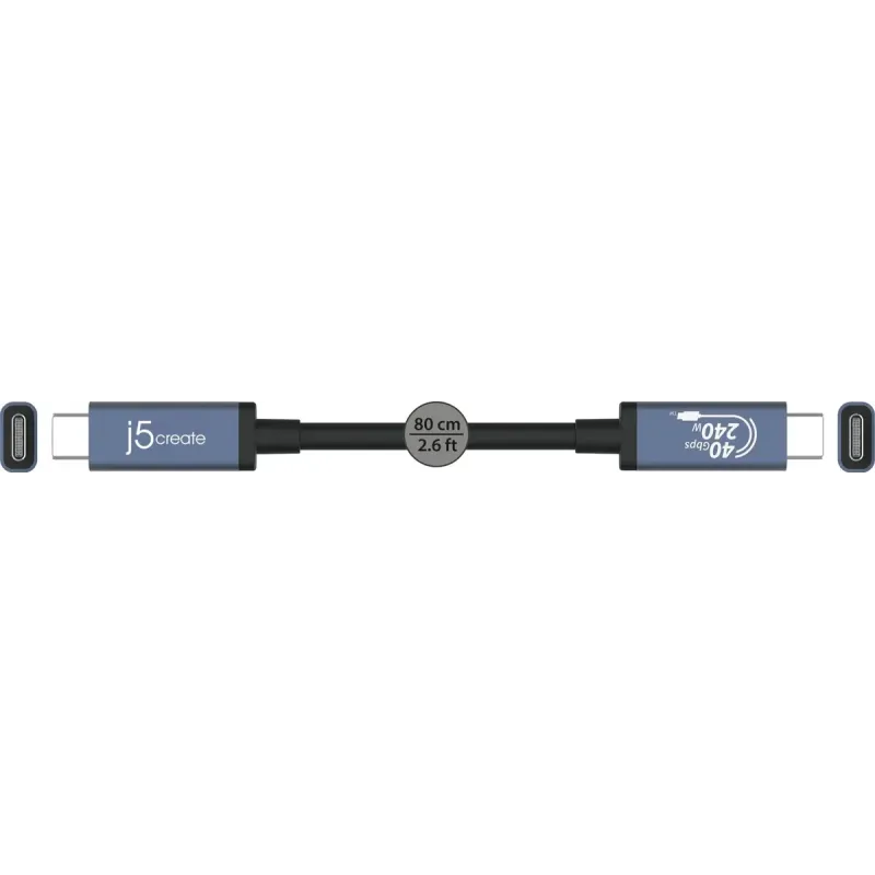 j5create USB4 40Gbps USB Type-C to USB Type-C 240W 0.8m Black (JUC29L08-N)