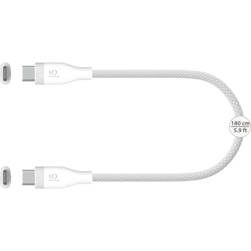 j5create Ultra Soft Double-Braided USB Type-C to USB Type-C 60W 1.8m White (JUCX18L18W-N)