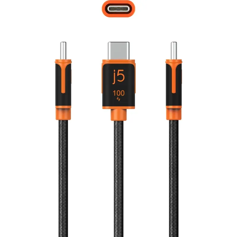j5create Sync & Charge USB Type-C to USB Type-C 100W 1.8m Black (JUCX25L18-N)