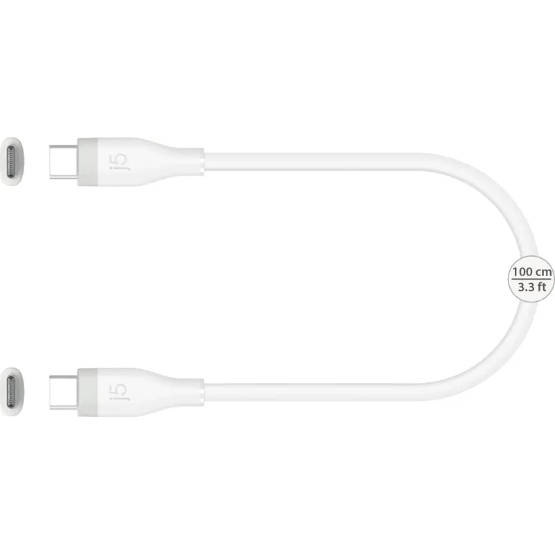j5create Liquid Silicone USB Type-C to USB Type-C 60W 1m White (JUCX17W-N)