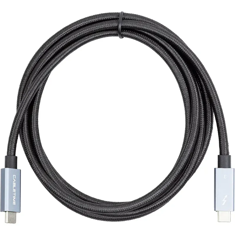 PowerPlant Thunderbolt 3 USB-C - USB-C 40Gbps 100W 2m Black (CA913343)