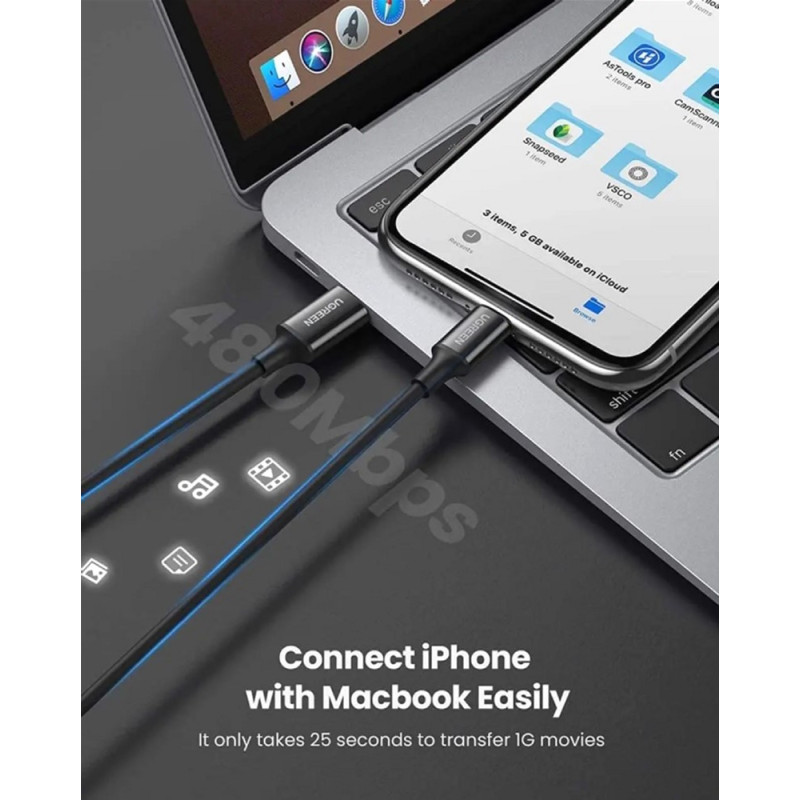 UGREEN USB-C to Lightning 2.0m 3A US171 black (60752)