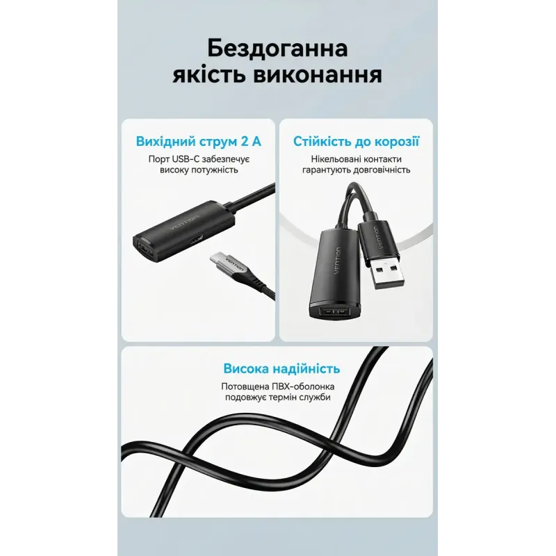 Vention USB 2.0 Type-A to USB Type-A 30m Active Black (CBKBT)