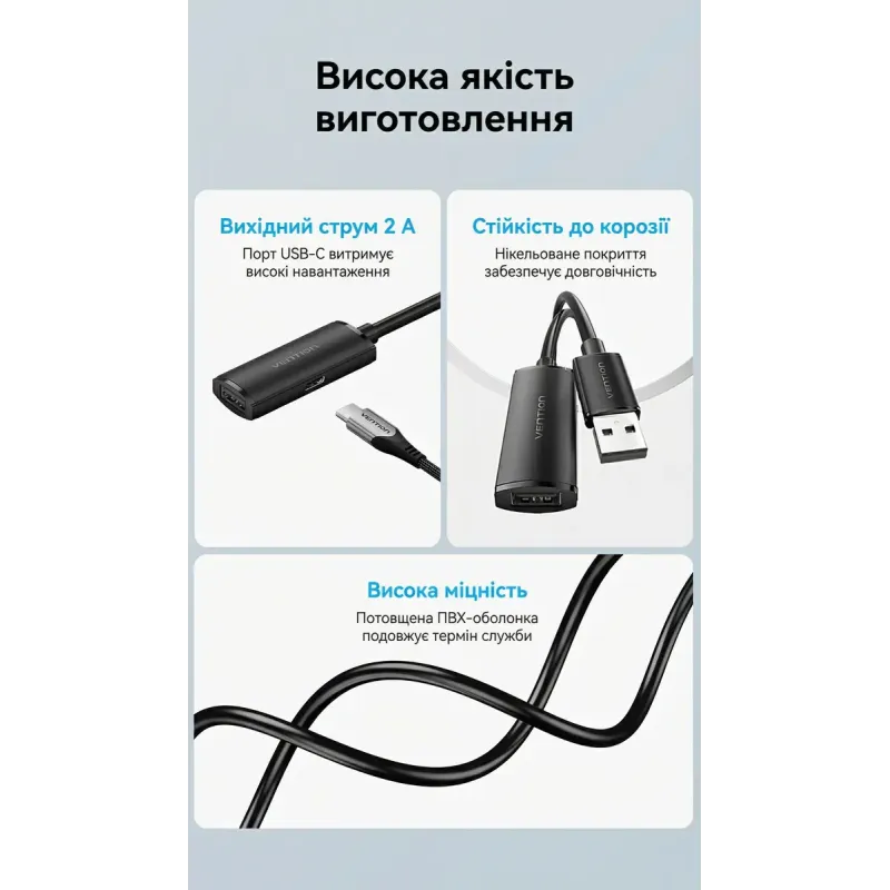 Vention USB 2.0 Type-A to USB Type-A 25m Active Black (CBKBS)