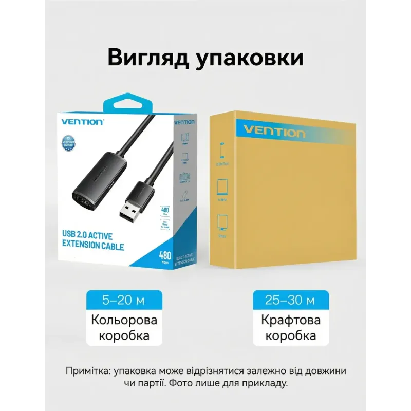 Vention USB 2.0 Type-A to USB Type-A 25m Active Black (CBKBS)