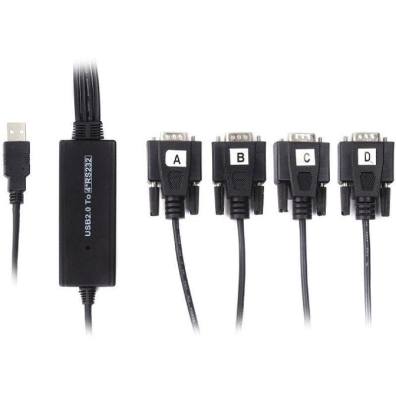 Viewcon USB 2.0 to 4хCOM 1.4m Black (VE671)