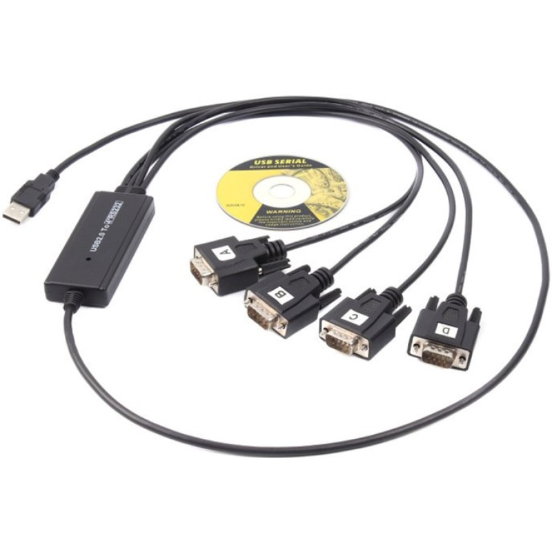 Viewcon USB 2.0 to 4хCOM 1.4m Black (VE671)