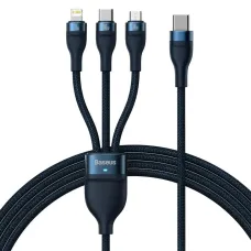 Baseus Flash USB-C - MicroUSB+Lightning+USB-C 100W 1.5m Blue (CASS030203)