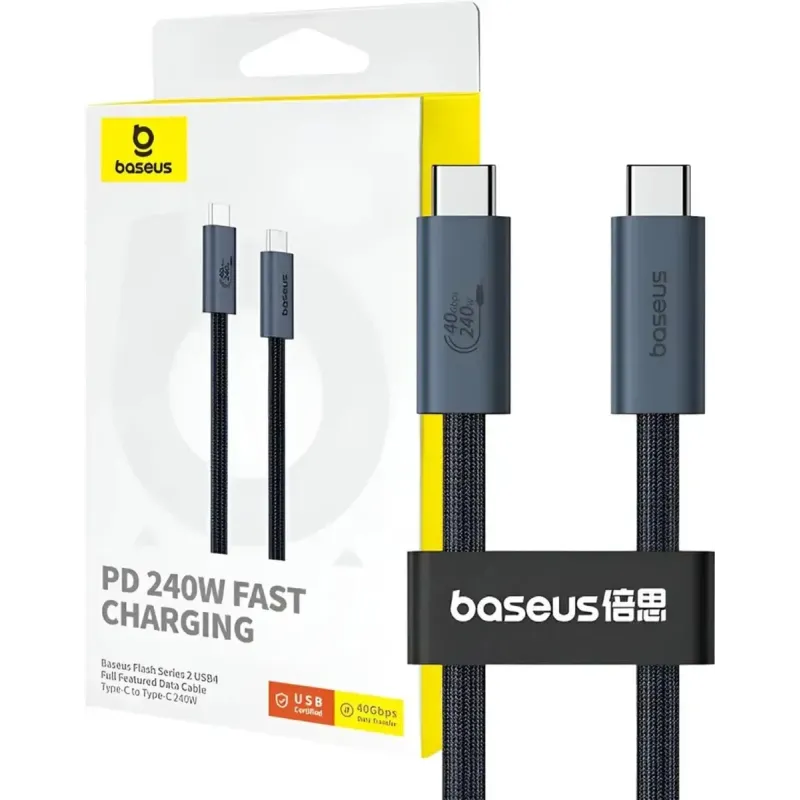 Baseus Flash Series 2 USB4 Type-C to Type-C 240W 1m Cluster Black (P10311803111-00)
