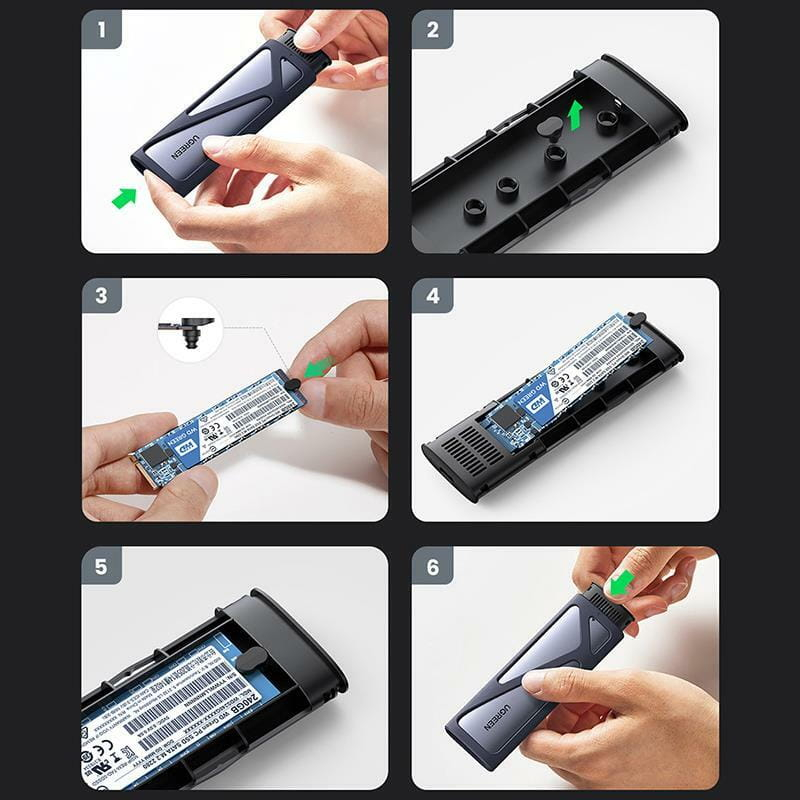 Карман для дисков UGREEN CM400 SATA/PCIe NVMe M.2 SSD to USB 3.2 Gray (90264)