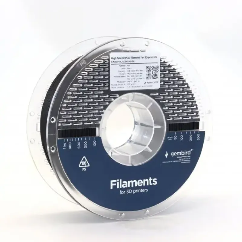 Філамент Gembird High Speed PLA 1.75mm, 1кг, Black (3DP-PLA1.75HY-01-BK)