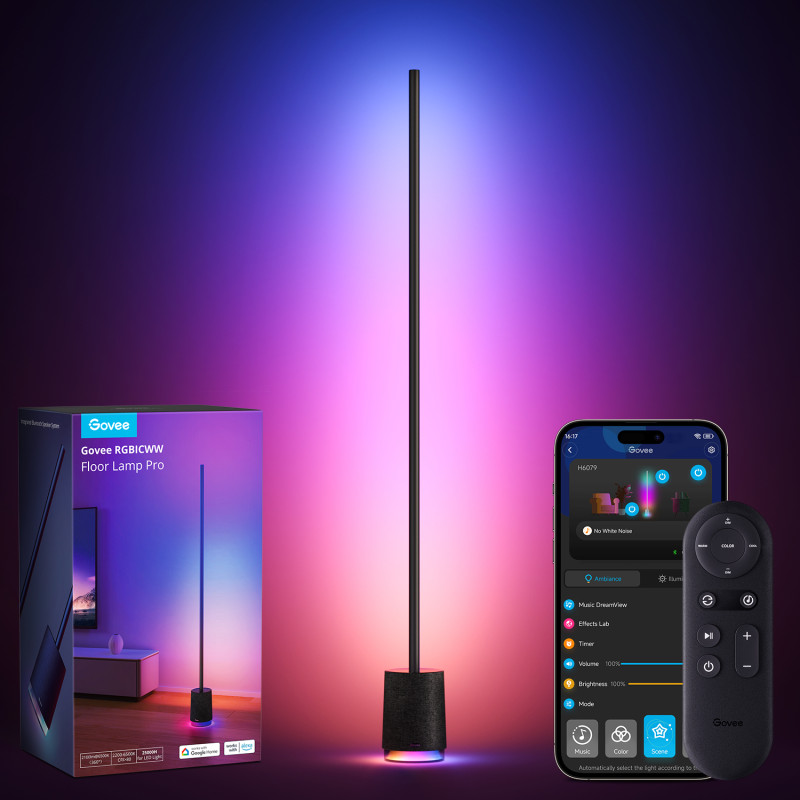 Торшер Govee H6079 RGBICWW Floor Lamp Pro Wi-Fi/Bluetooth Black (H6079312)