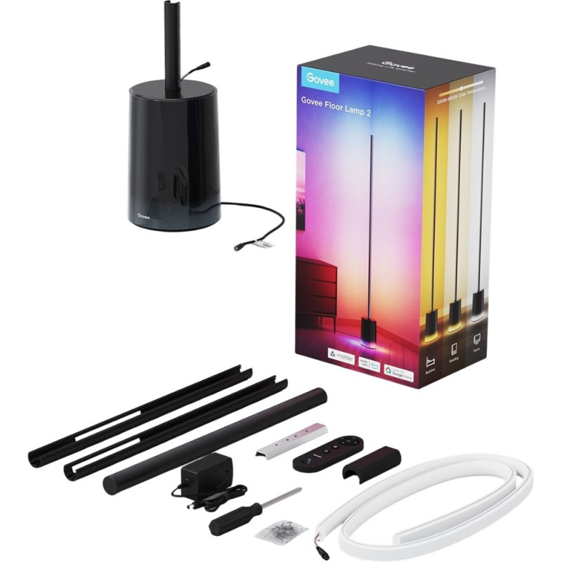 Торшер Govee H607C Floor Lamp 2, 1725Lm, RGBICWW, WI-FI/Bluetooth, чорний (H607C311)