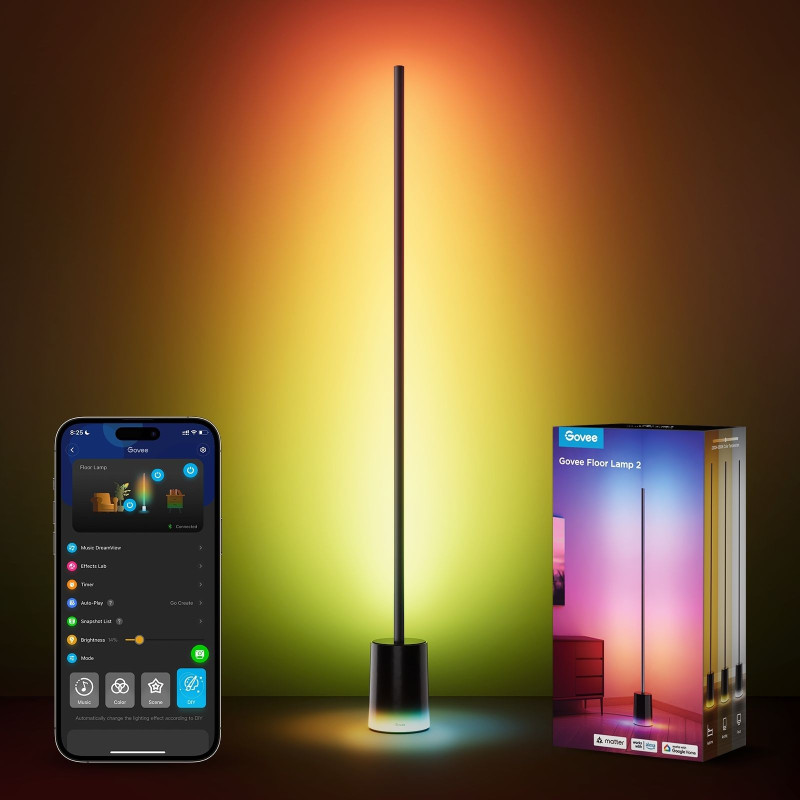 Торшер Govee H607C Floor Lamp 2, 1725Lm, RGBICWW, WI-FI/Bluetooth, чорний (H607C311)