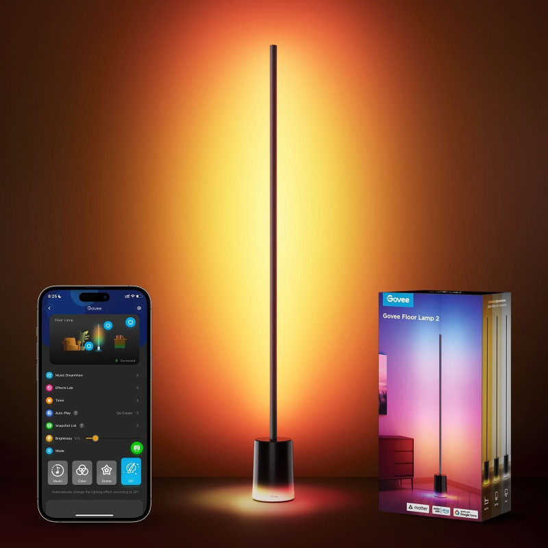 Торшер Govee H607C Floor Lamp 2, 1725Lm, RGBICWW, WI-FI/Bluetooth, чорний (H607C311)