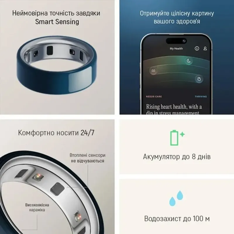 Смарт-кільце Oura Ring 4 Ceramic Midnight Size 8 (JZ90-57455-08)
