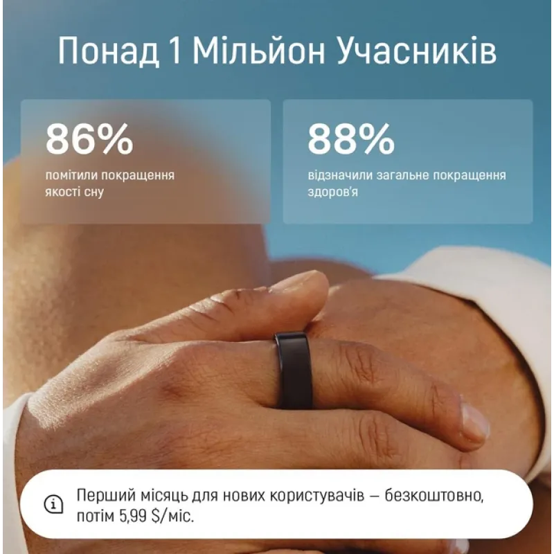 Смарт-кільце Oura Ring 4 Black Size 7 (JZ90-54144-07)