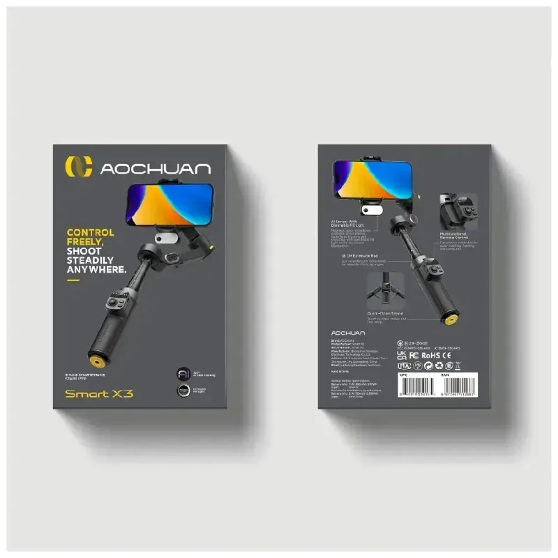 AOCHUAN Professional Gimbal Stabilizer for Smartphone SMART S3 Black (AOCHUAN-SMARTS3-B)