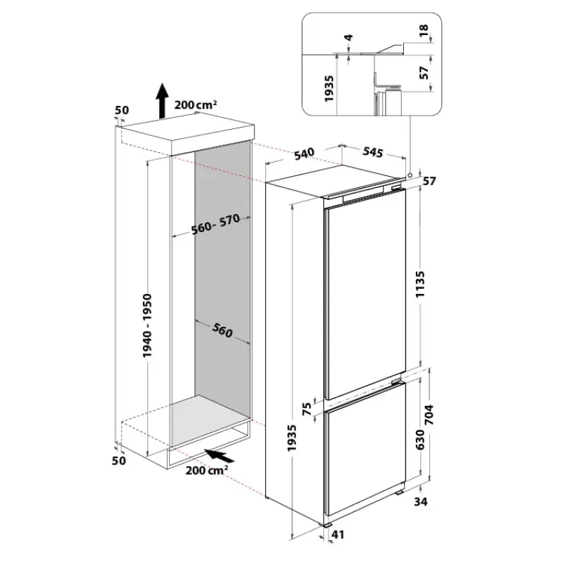 Вбудований холодильник Whirlpool WHC20D011B1