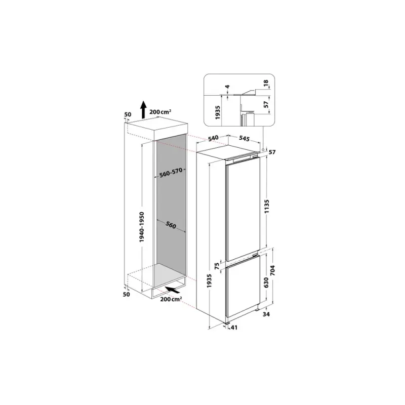 Встраиваемый холодильник Whirlpool WHC20D023B1SF