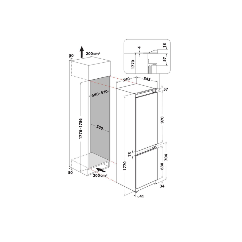 Встраиваемый холодильник Whirlpool WHC18D011C1SF
