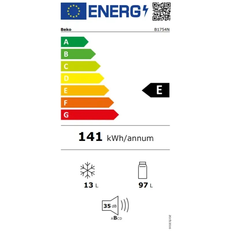 Вбудований холодильник Beko B1754N