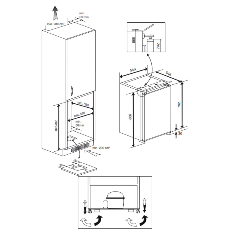 Вбудований холодильник Beko B1754N