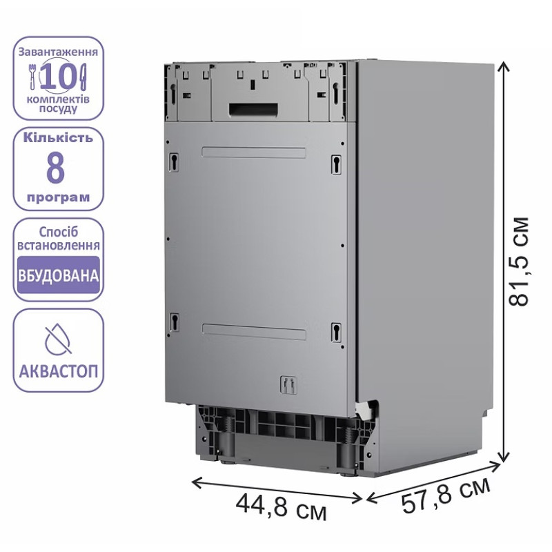 Вбудована посудомийна машина PRIME Technics PDW 45108 RBI
