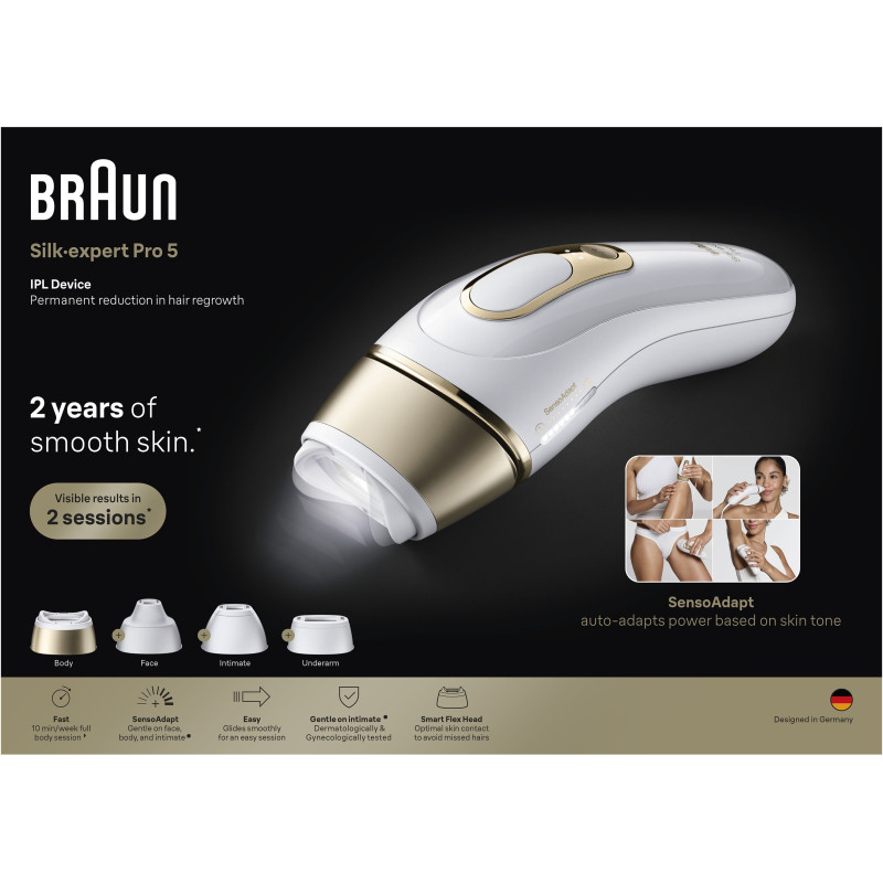 Эпилятор Braun Silk Expert Pro 5 PL5412 + Триммер для лица + Бритва Gillette Venus Extra Smooth + Косметичка (8700216938006)