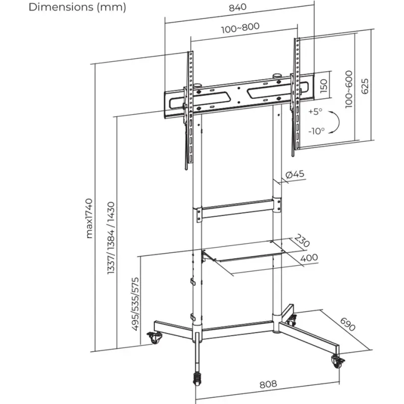 Кронштейн iTech T1044TE 55"-100" Black