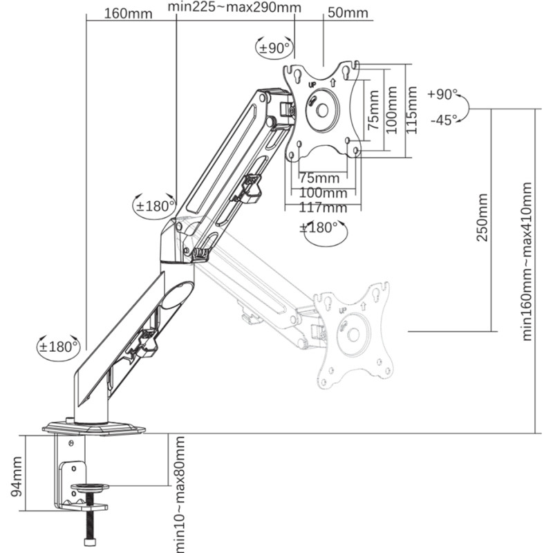 Кронштейн BRATECK LDT25-C012