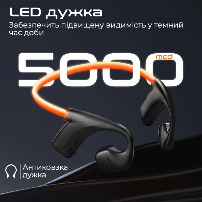 Наушники Promate RippleGlow Black (rippleglow.black)