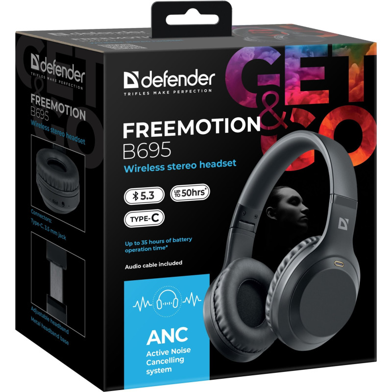 Наушники Defender FreeMotion B695 Bluetooth ANC Black (63695)