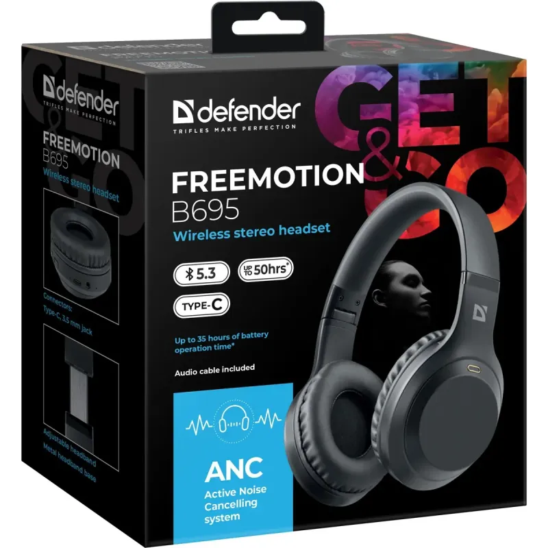 Навушники Defender FreeMotion B695 Bluetooth ANC Black (63695)