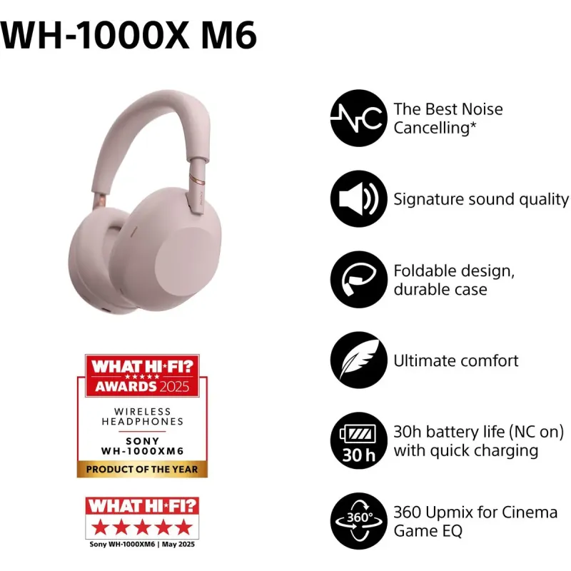 Навушники Sony WH-1000XM6 Pink (WH1000XM6P.E)