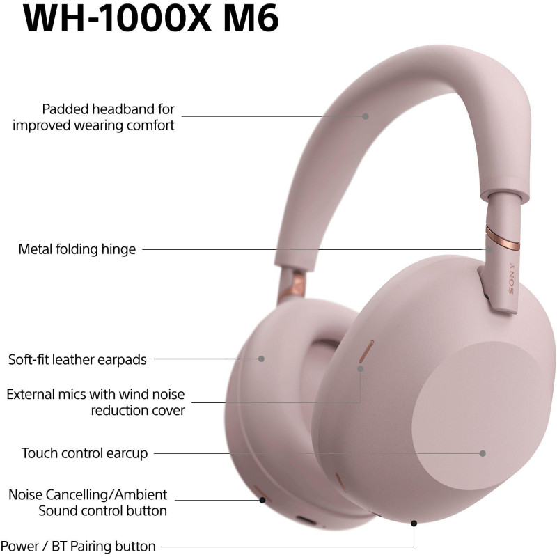 Навушники Sony WH-1000XM6 Pink (WH1000XM6P.E)