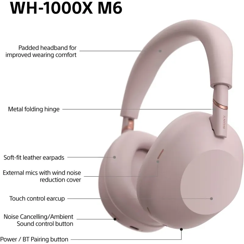 Навушники Sony WH-1000XM6 Pink (WH1000XM6P.E)