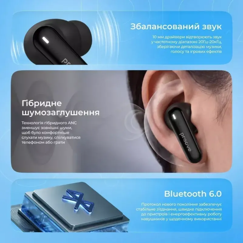 Наушники Proove Blitz II TWS with Hybrid ANC Black Matte (TWBL2001AP19)