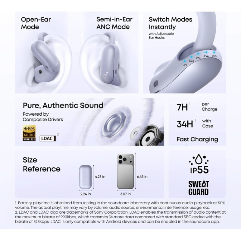 Наушники Anker SoundCore AeroFit 2 Pro Violet (A3875GQ1)