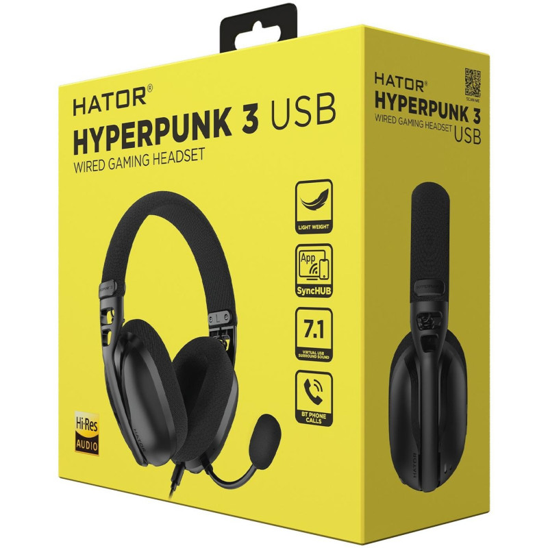 Комп'ютерна гарнітура HATOR Hyperpunk 3 USB 7.1 Hi-Res Black (ESH10)