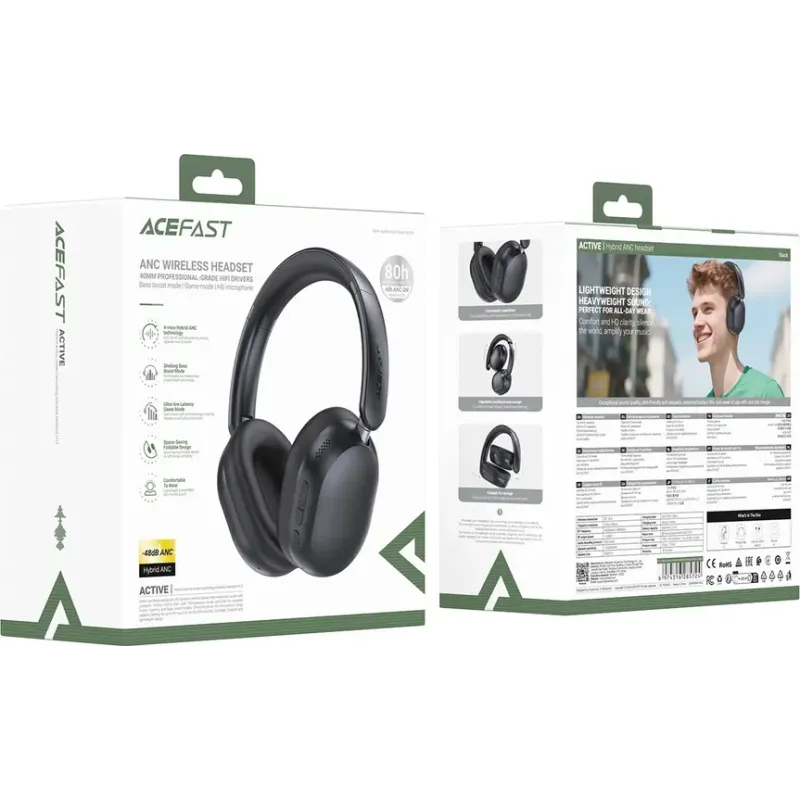 Компьютерная гарнитура Acefast H12 Black (6974316285724)