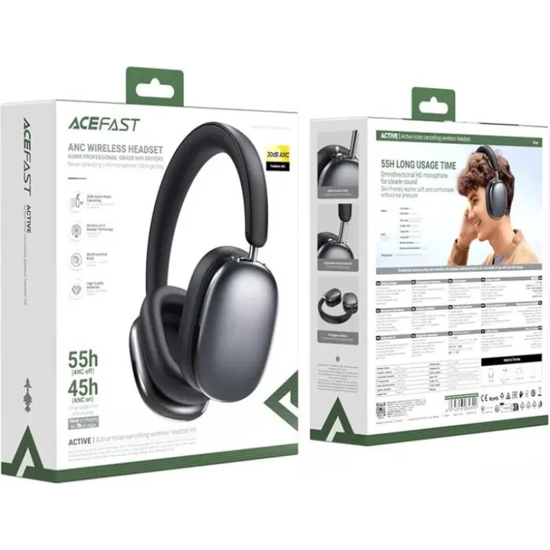 Компьютерная гарнитура Acefast H9 Gray (6974316284390)
