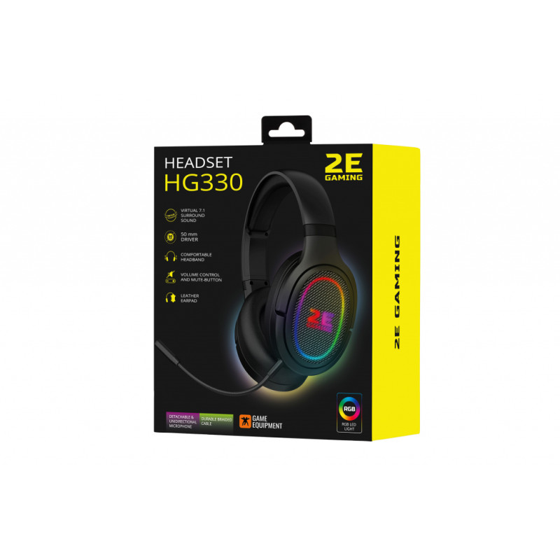 Комп'ютерна гарнітура 2E HG330 RGB USB 7.1 Black (2E-HG330BK-7.1)