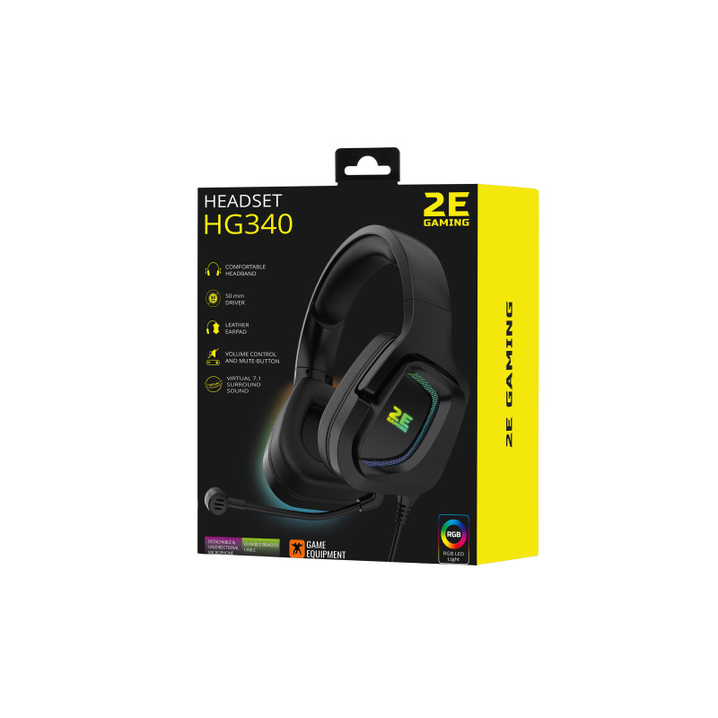 Комп'ютерна гарнітура 2E HG340 RGB USB 7.1 Black (2E-HG340BK-7.1)
