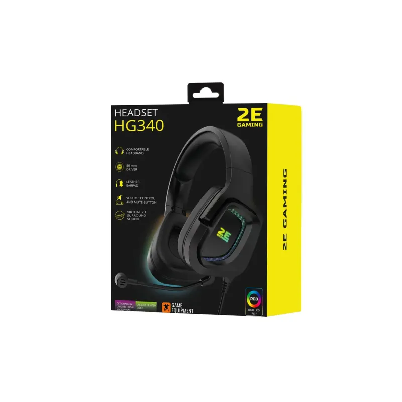 Компьютерная гарнитура 2E HG340 RGB USB 7.1 Black (2E-HG340BK-7.1)