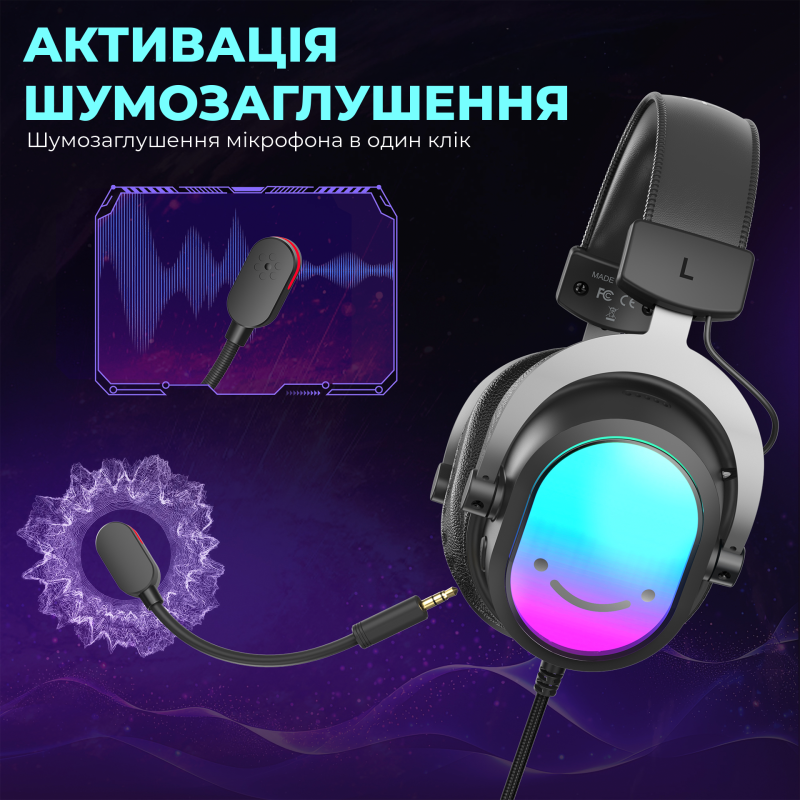 Комп'ютерна гарнітура Fifine H16 RGB Black